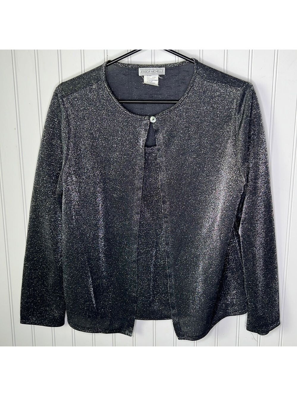 Dark Gray Sparkles Evening Top Size Medium
